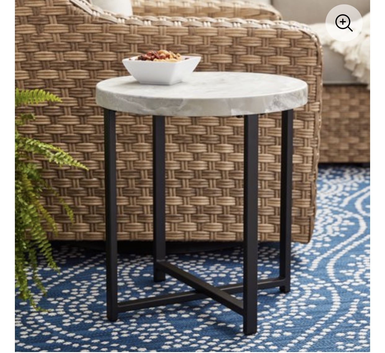 Better Homes & Gardens Faux Marble Round Side Table, 18.5" H