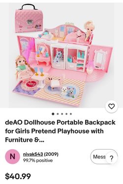 NEW Dollhouse Portable Backpack for Girls Pretend Playhouse