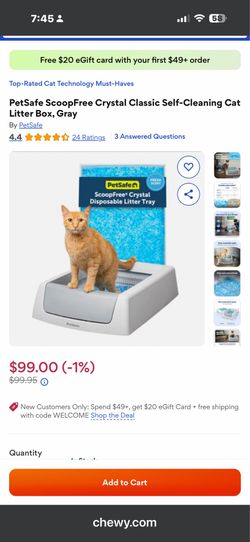 Scoop-free Self-cleaning Kitty Litter Box with 9 months of kitty litter refills.