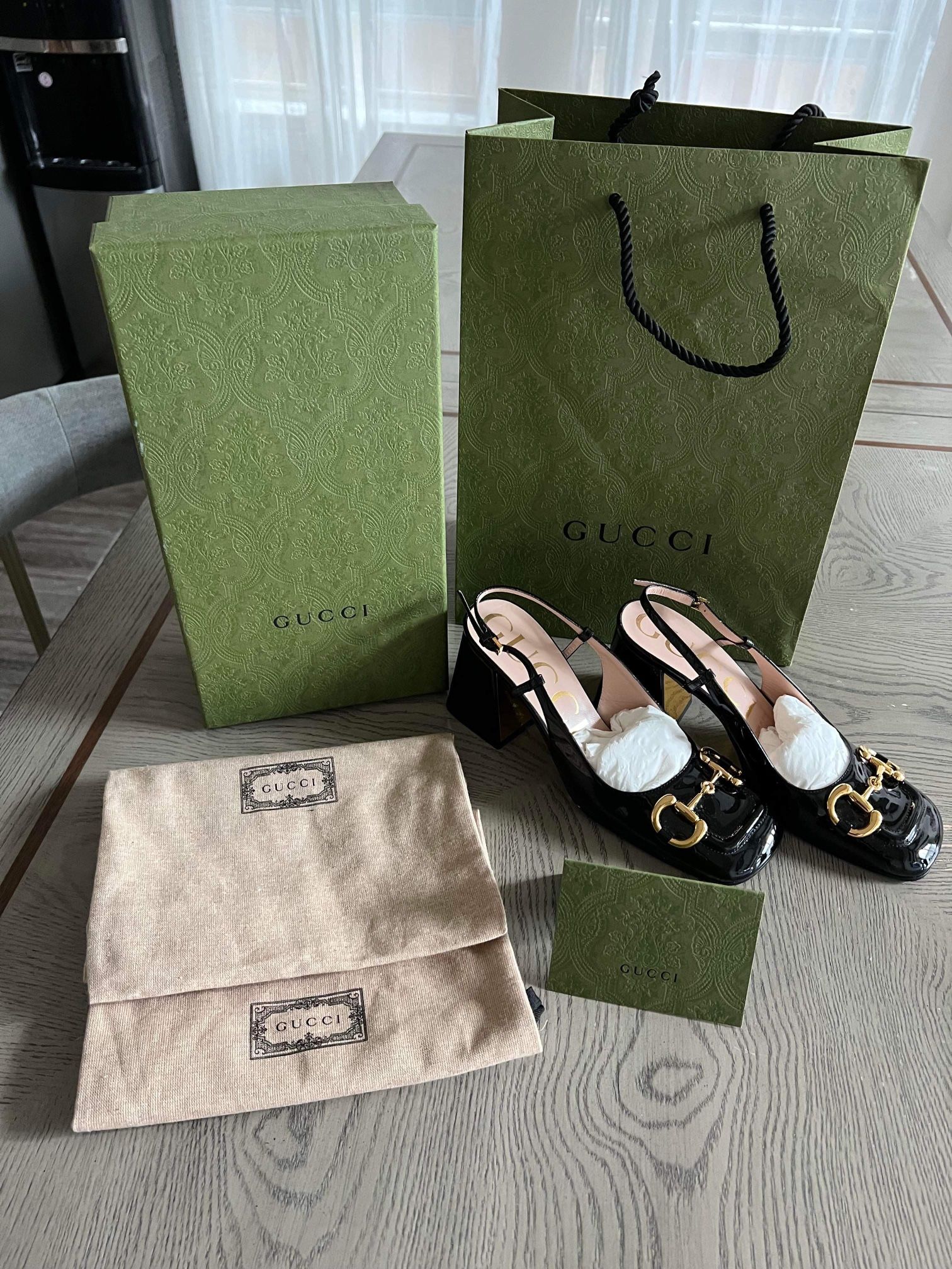 Gucci Mid Heel Slingback Black Shoes