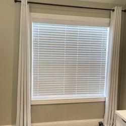 Set of 4 White Curtain Panels with Grommets