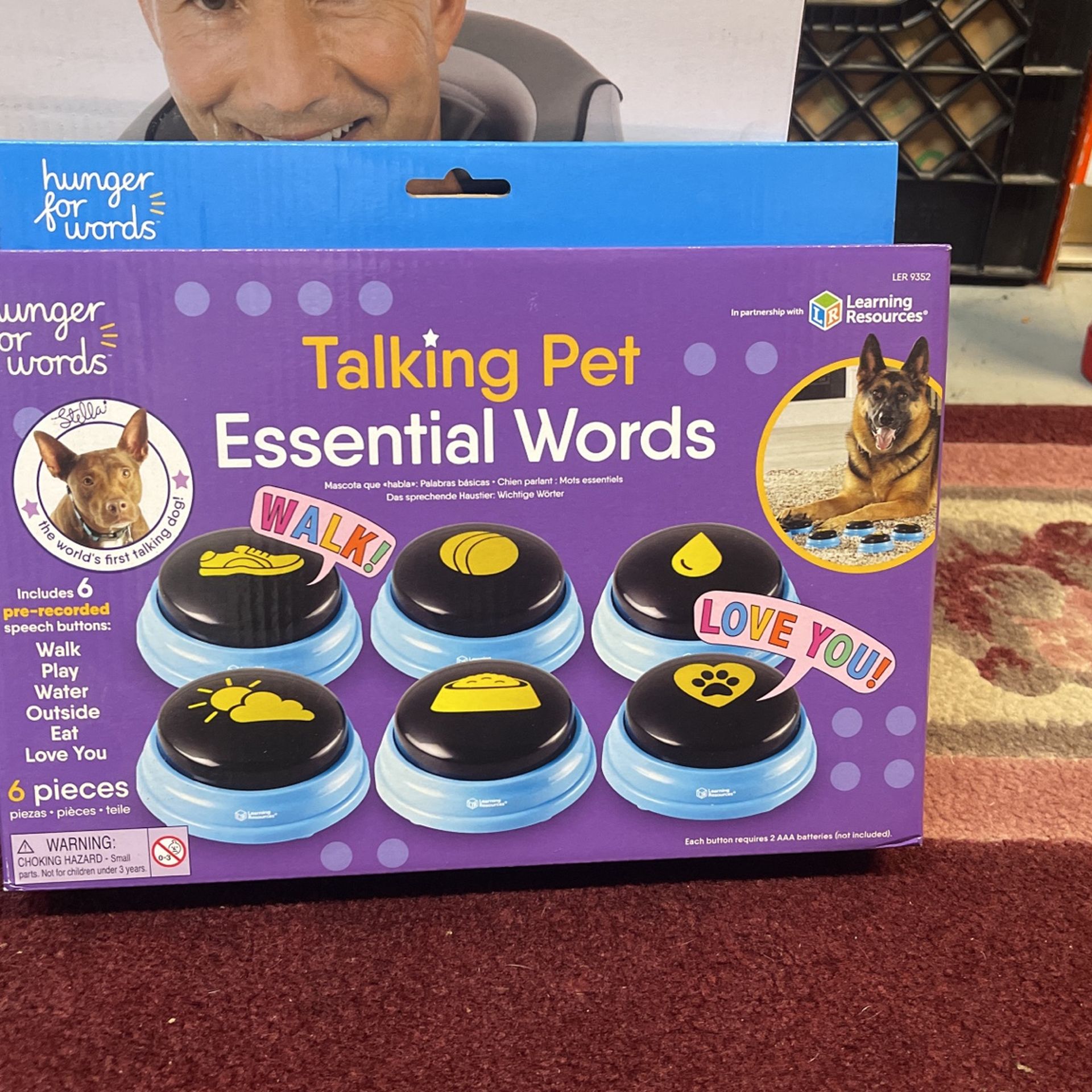 Hunger for Words Talking Pet Essential Words 6-Piece Buttons for Dog Communication, Dog Toys