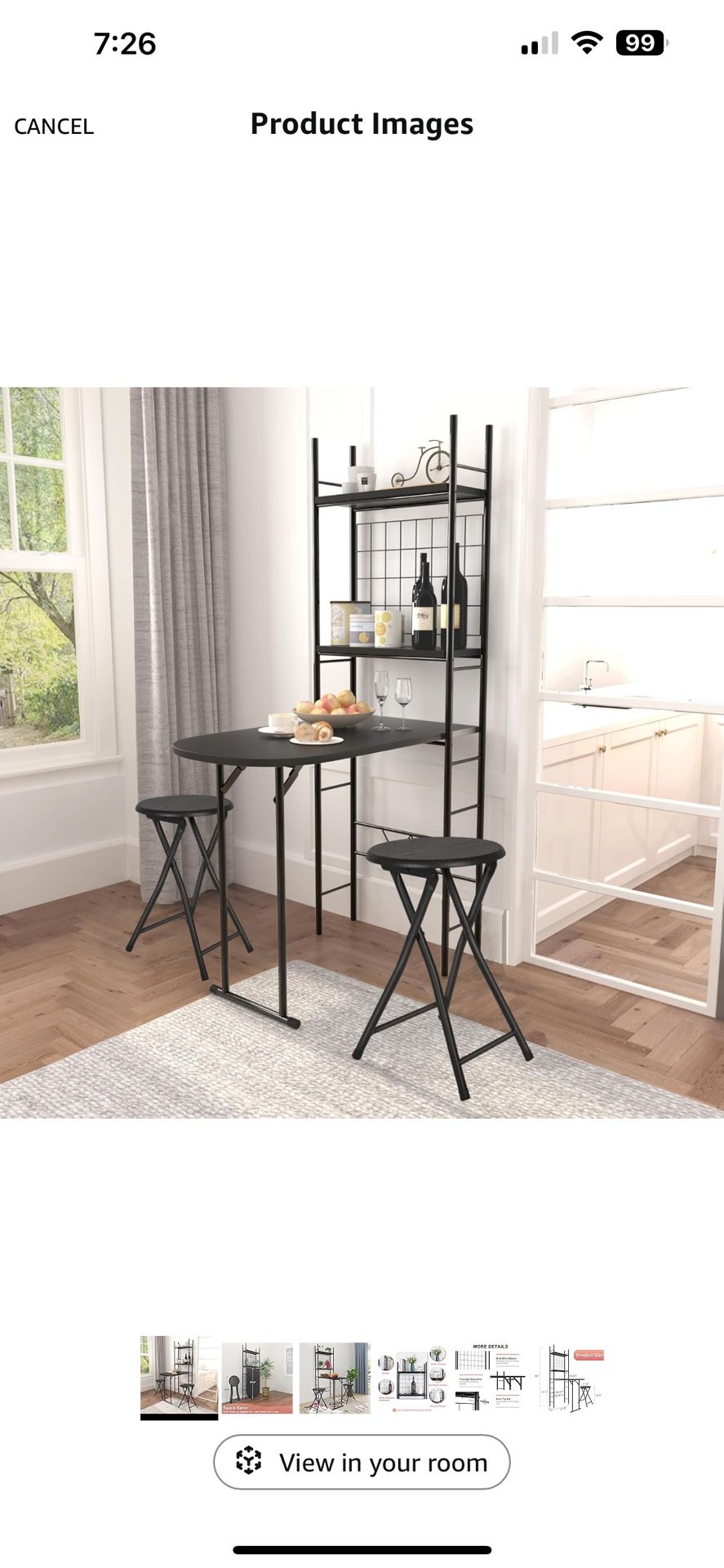 Retro 3-in-1 Kitchen Table Set with 2 Round Stools, Black, 21.9" x 35.4" Oval Tabletop