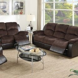 Recliner Sofa and Recliner Loveseat Set 