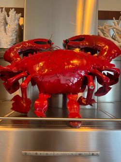 Large Red Metal Crab Sculpture