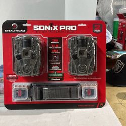 Trail Camera Stealth 2 Pk Sonix Pro 36 MP Cellular Dual Sim 80 ft. Range 32GB SD