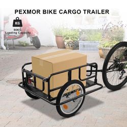 PEXMOR Foldable Bike Cargo Trailer with Universal Bike Hitch, Bicycle Wagon Trailer with 16" Wheels & Reflectors, Large Loading Bike Trailer Storage C