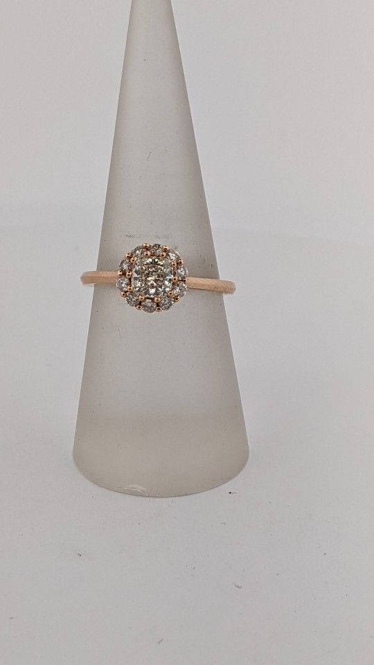 14k rose gold diamond ring.