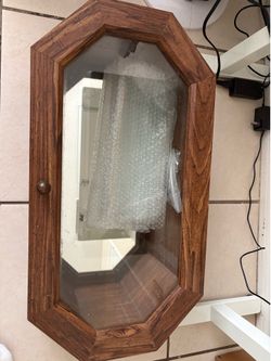 Wall Hanging Curio Cabinet Mirrored Two Glass Shelves