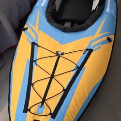 AQUAGLIDE Noyo 90 Inflatable 9 FT Kayaks for Adults Packable Family Friendly Adaptable 1 Person Single Rider Blow Up Touring Kayaking for Recreational