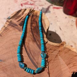 Hand Made Turquoise Beaded Necklace 