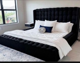 Boucle bed chenille black bed storage bed new