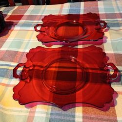 Vintage Anchor Hocking Ruby Red Glass Serving Dish