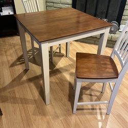 Wooden High top Table With Matching Chairs