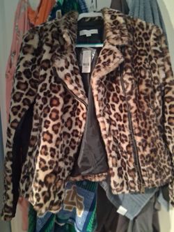 New York & Co. Leopard Print Faux Fur Jacket