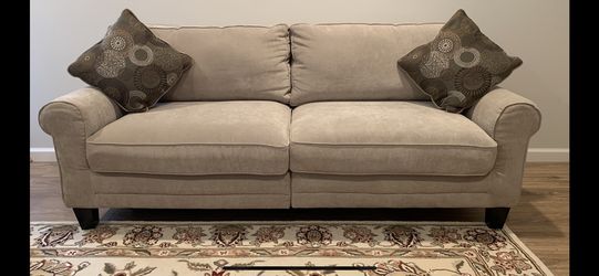 Serta Copenhagen 78 Sofa - Pillowed Back Cushions and Rounded Arms,  Durable Modern Upholstered Fabric - Gray