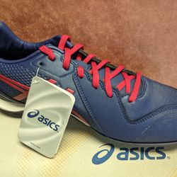 ASICS Base Burner Men's Baseball Cleats - Size 6 - Red & Blue - Brand New 