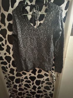 Silver Open-Back Sweater