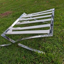 Vintage Barcelona Seat Footstool Chair Chrome Ottoman Foot Stool Good Shape Frame