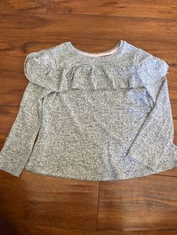 Gray long sleeve baby girl toddler kid child children blouse shirt 5t