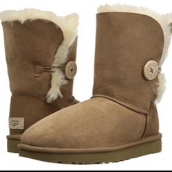 New ugg women Bailey button short boot chestnut 100%real authentic