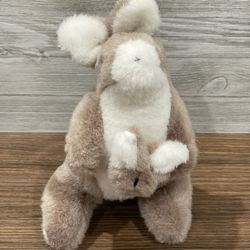 Vintage Nanco Stuffed Animal Kangaroo & Joey Baby in Pouch