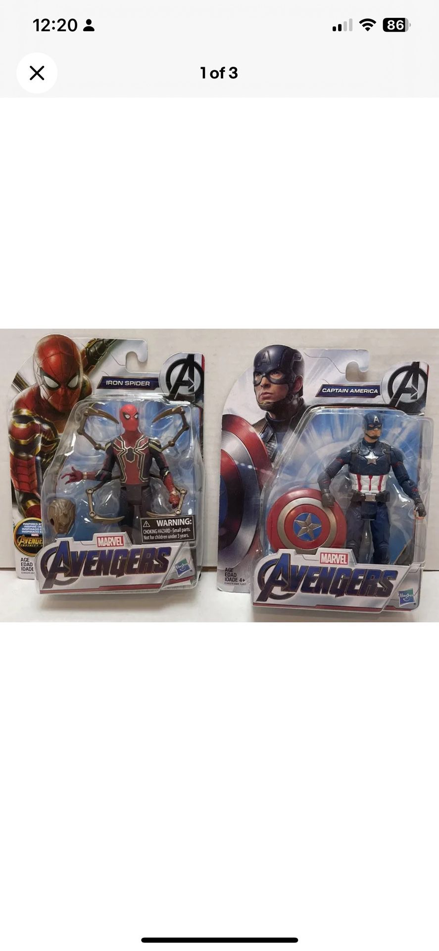 Hasbro iron spider and captain america figures