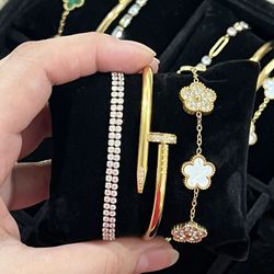 Stainless Steel 18k Gold Bracelet Stack (set of 3) 