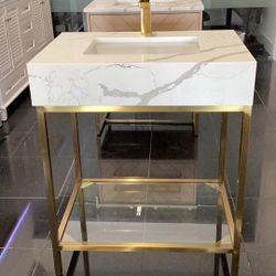 30” Bathroom Vanity Cabinet Metal Frame Quartz Top Ready For Pick Up 