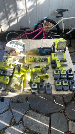 Ryobi 18V Cordless Tool Lot with Batteries and Chargers