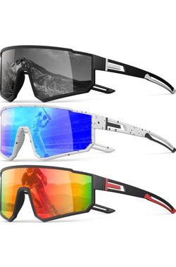 3 Pack Polarized Running Sunglasses for Women Mens Sunglasses UV Protection for Cycling Baseball Fishing