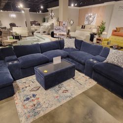 New Power Big Sectional Big Chaise And Glass Top Ottoman 