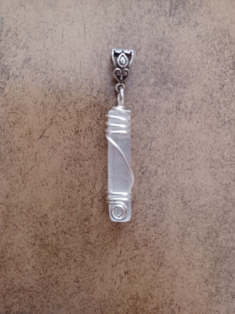 Selenite pendent silver wrapped new