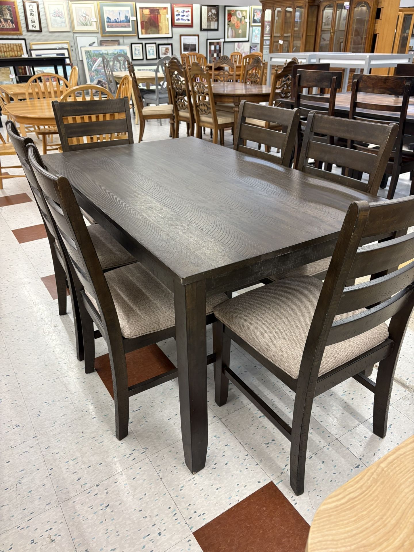 Ashley Dark Wood Dining Table w/6 Chairs