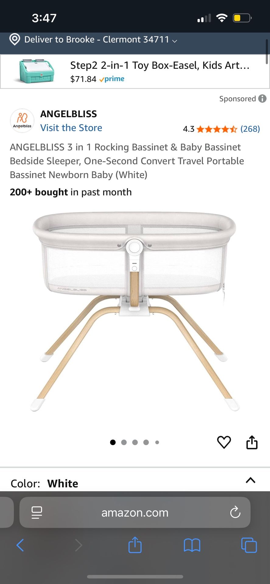 Brand New In Box Angel Bliss 3 In One Bassinet