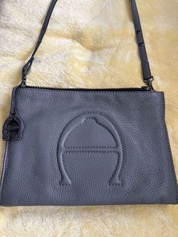 Leather grey women’s crossbody purse handbag