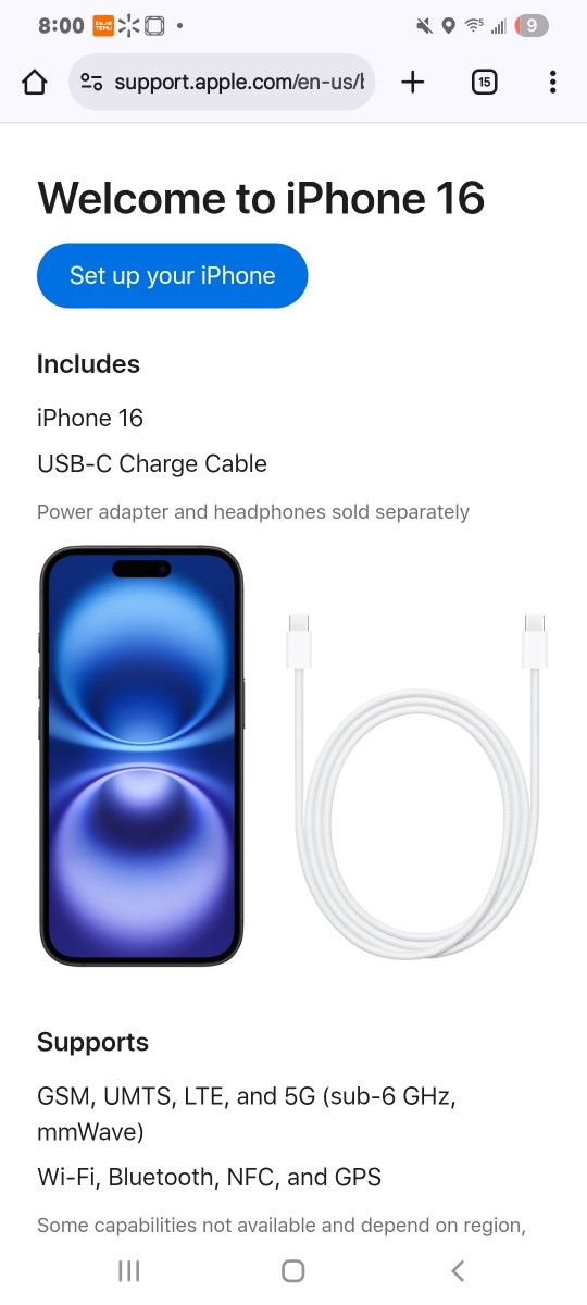 Unlocked Iphone 16 white 128GB