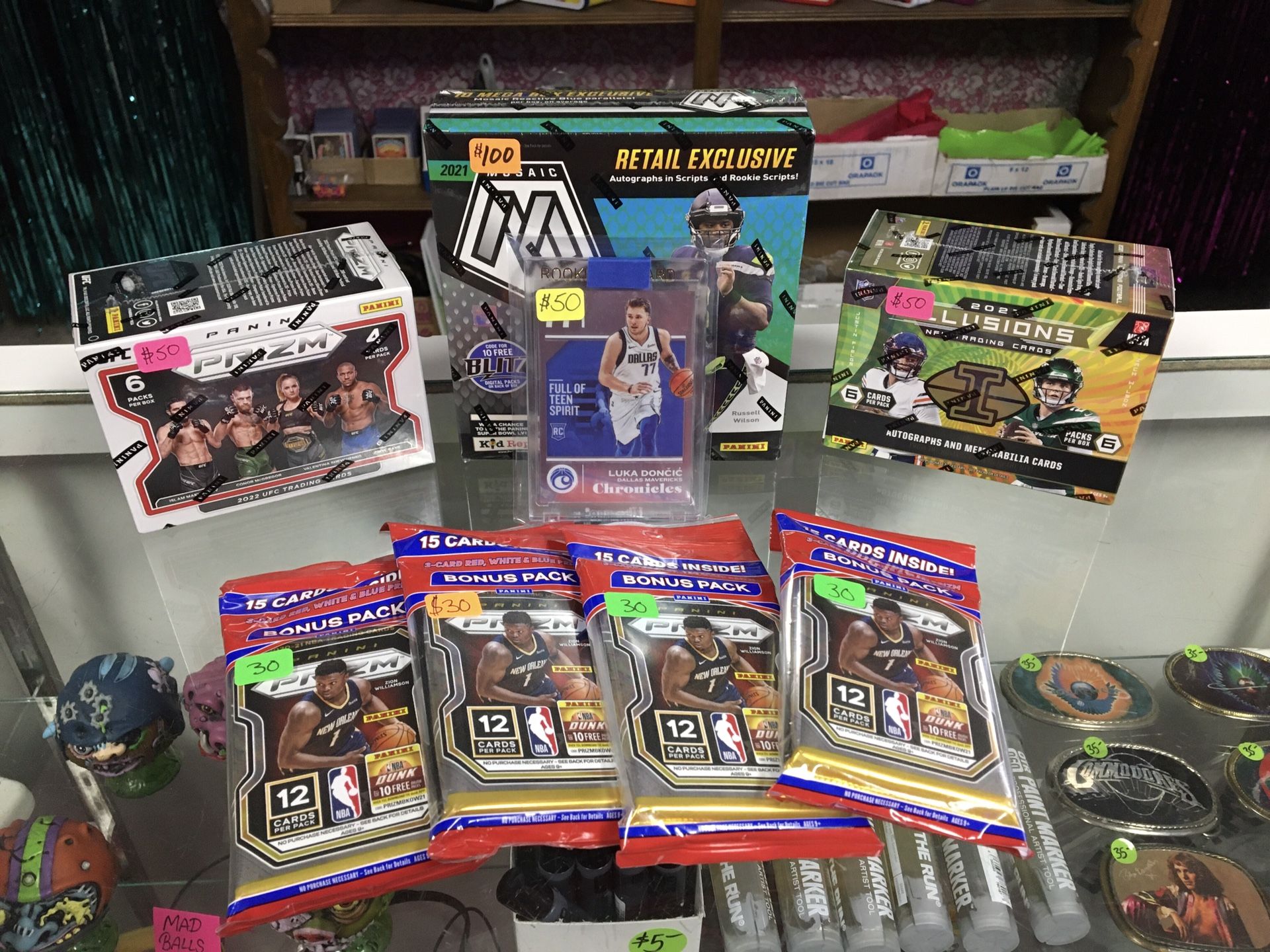 Luka Doncic Rookie Card UFC NBA Optic Prizm Trading Cards Sports Pokémon Ja Morant Justin Herbert Mosaic