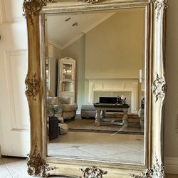 Vintage Elegant Framed Mirror, Tan/Champagne Color