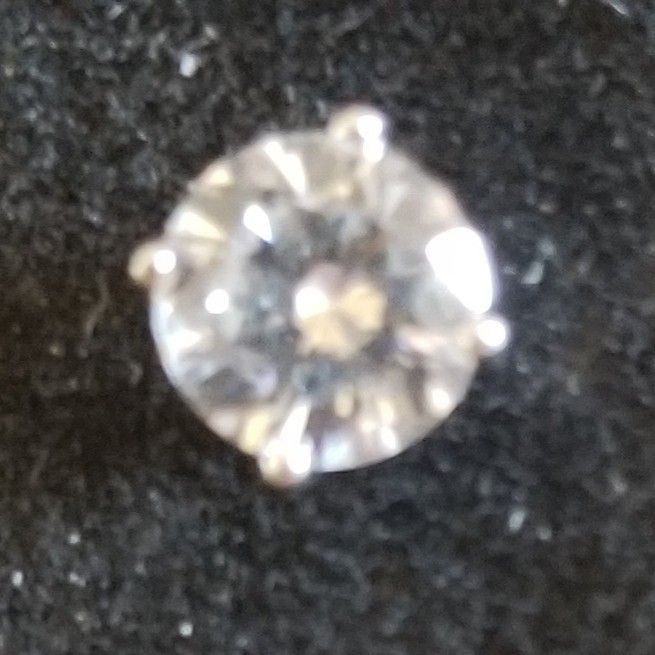 Single Cz Earring In Sterling Silver