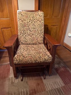 Mission Style Wooden Glider Rocking Chair