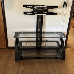 Glass and metal TV stand