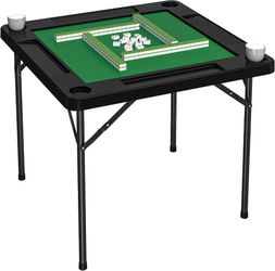 Folding Poker Table - Built-In Cup Holders - Green Felt - New
