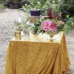 Golden Sequin Tablecloth For Holiday Decor 