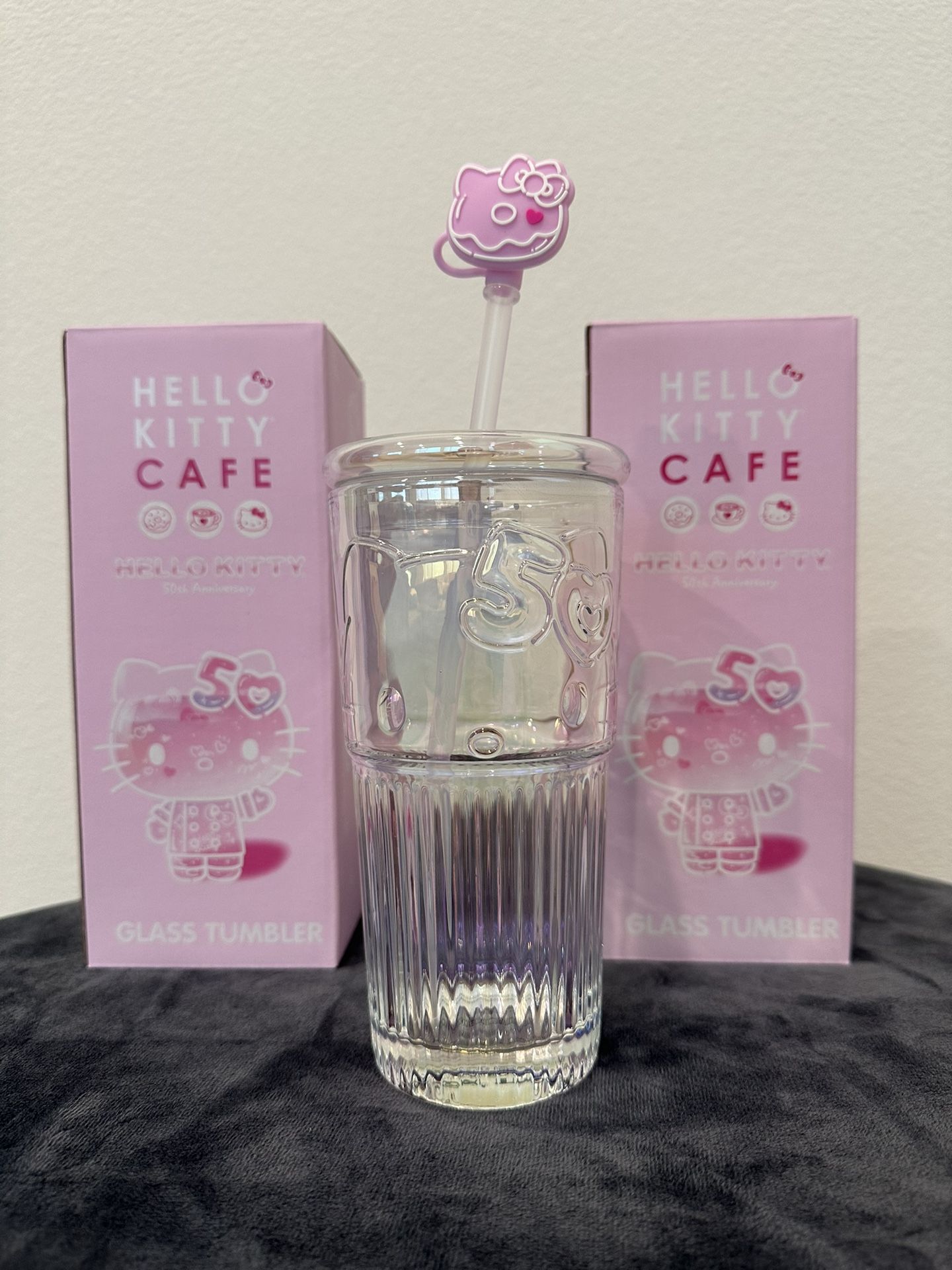 Hello Kitty Cafe 50th Anniversary Exclusive Glass Tumblr
