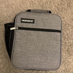 MAZFORCE Insulated Lunch Bag Gray Like New Adult Lunch Box with Mesh Pockets & Bottle Holder