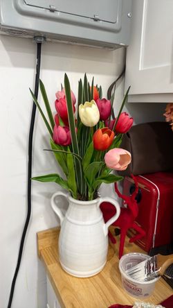 White Ceramic Double-Handle Pitcher Vase
