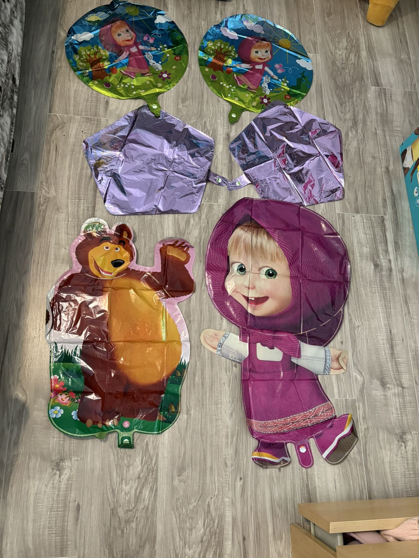 New masha bear theme birthday foil balloon And Background 