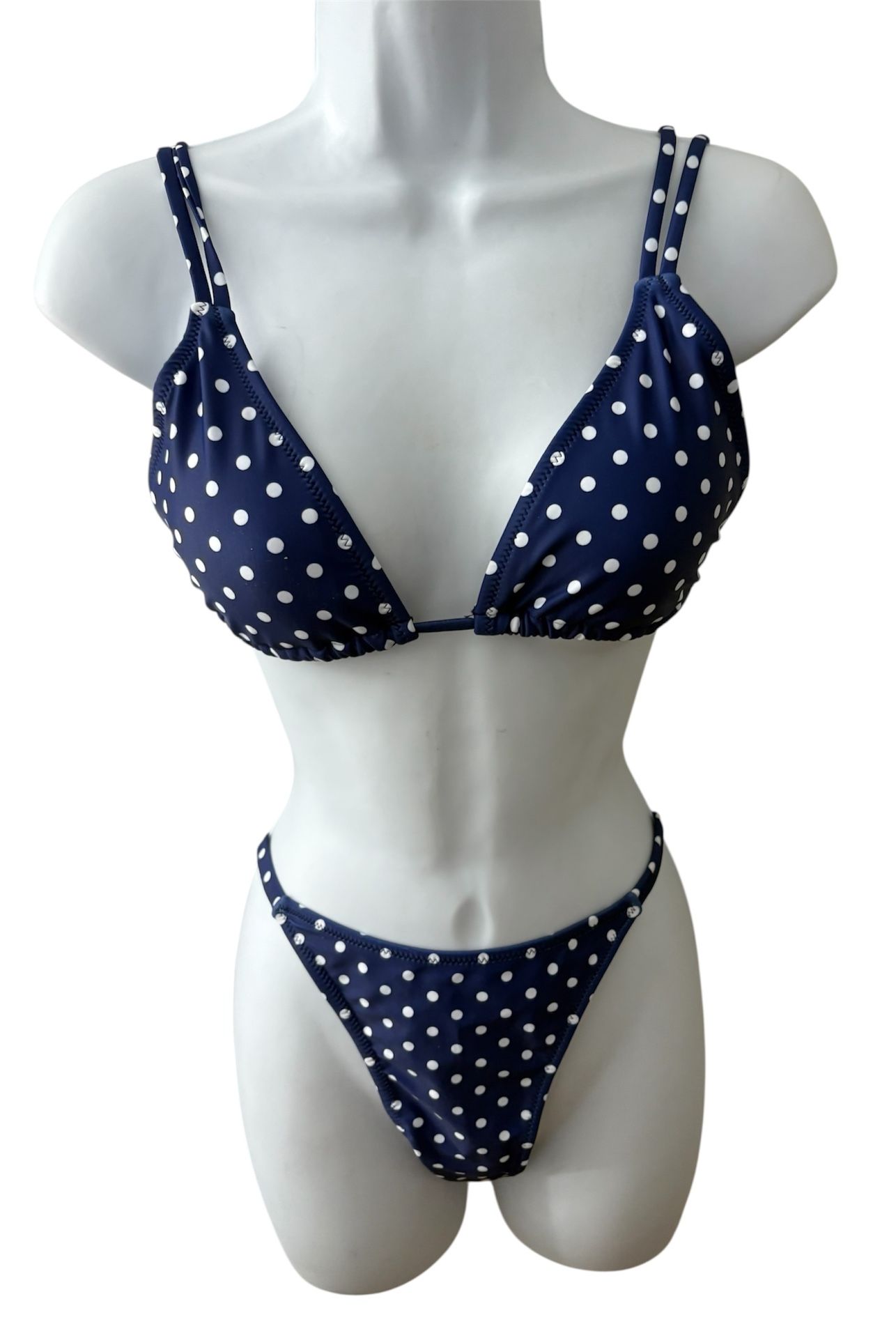 Blue Polka Dot Thong Bikini Women’s Medium NWOT
