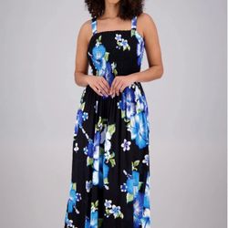 Black with flowers maxi dress size Small